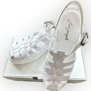 FREE PEOPLE Women's Delaney Fisherman Platform Leather Sandals White NWT